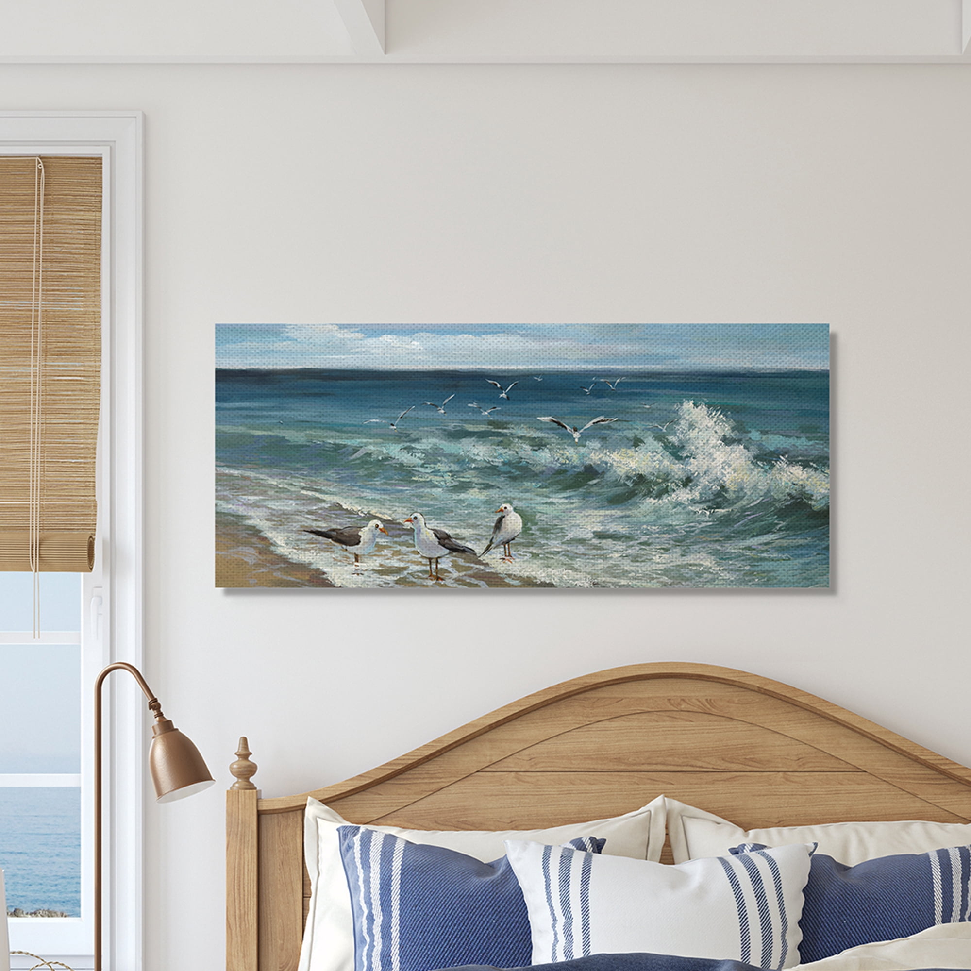 Stupell Industries White Caps on Incoming Tied Beach Seagulls,13 x 30,Designed by Heather Hayes