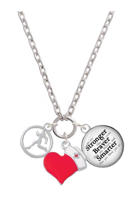 Runner Silhouette in 1/2'' Disc - Red Heart Nurse Strong Zoe Necklace
