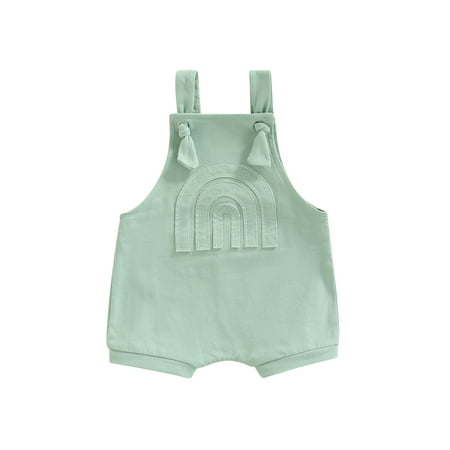 

Unisex Infant Baby Casual Romper Macaroon Color Rainbow Pattern Loose Sling Short Jumpsuit