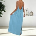 thumbnail image 6 of Xcmzpl Womens Summer Linen Maxi Dress Side Slit Spaghetti Straps Dress Backless Sleeveless Long Flowy Dresses Vestido De Verano Para Mujer, 6 of 8