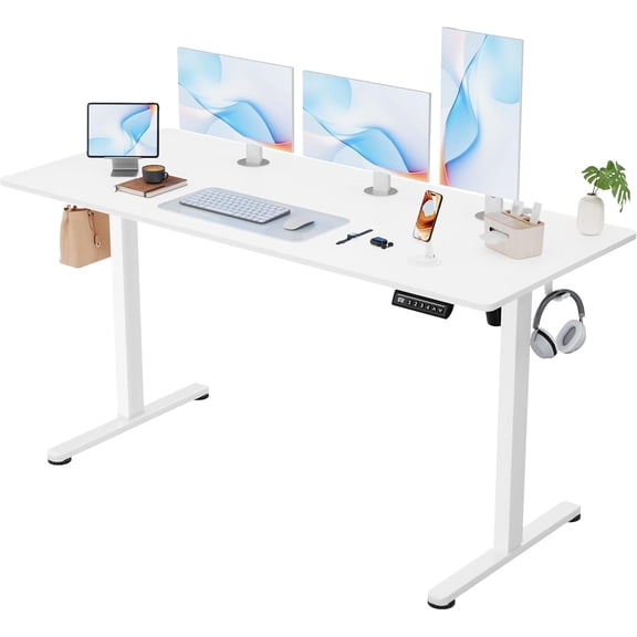 Electric Standing Desk, 55 x 24 Inches Sit-Stand Desk with 4 Memory Presets, White