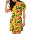 thumbnail image 2 of Naloa Colorful Vegetables Print Women Nightgowns,Womens Loungewear,Short Sleeve Sleepwear,Comfy Ladies Nightdress, 2 of 6