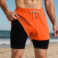 thumbnail image 2 of FINALGANG Mens Solid Color Two In One Athletic Shorts With Compression Liner Elastic Waist Drawstring Quick Dry Shorts For Gym Running Training Trendy Shorts, 2 of 6