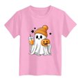 thumbnail image 4 of CAICJ98 Halloween Shirts Boys Girls Cute Fall Pumpkin T Shirt Kids Ghost Holiday Boo Short Seleve Tee Tops Toddler Halloween Shirt (Pink,13-14 Years), 4 of 4