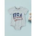 thumbnail image 2 of Baby Boy Girl 4th of July Outfit Newborn Oversized USA Romper American Flag Onesie Independence Day Outfit, 2 of 8
