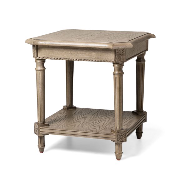 Maven Lane Pullman Table d'Appoint Carrée Traditionnelle en Bois, Fini Gris Vieilli