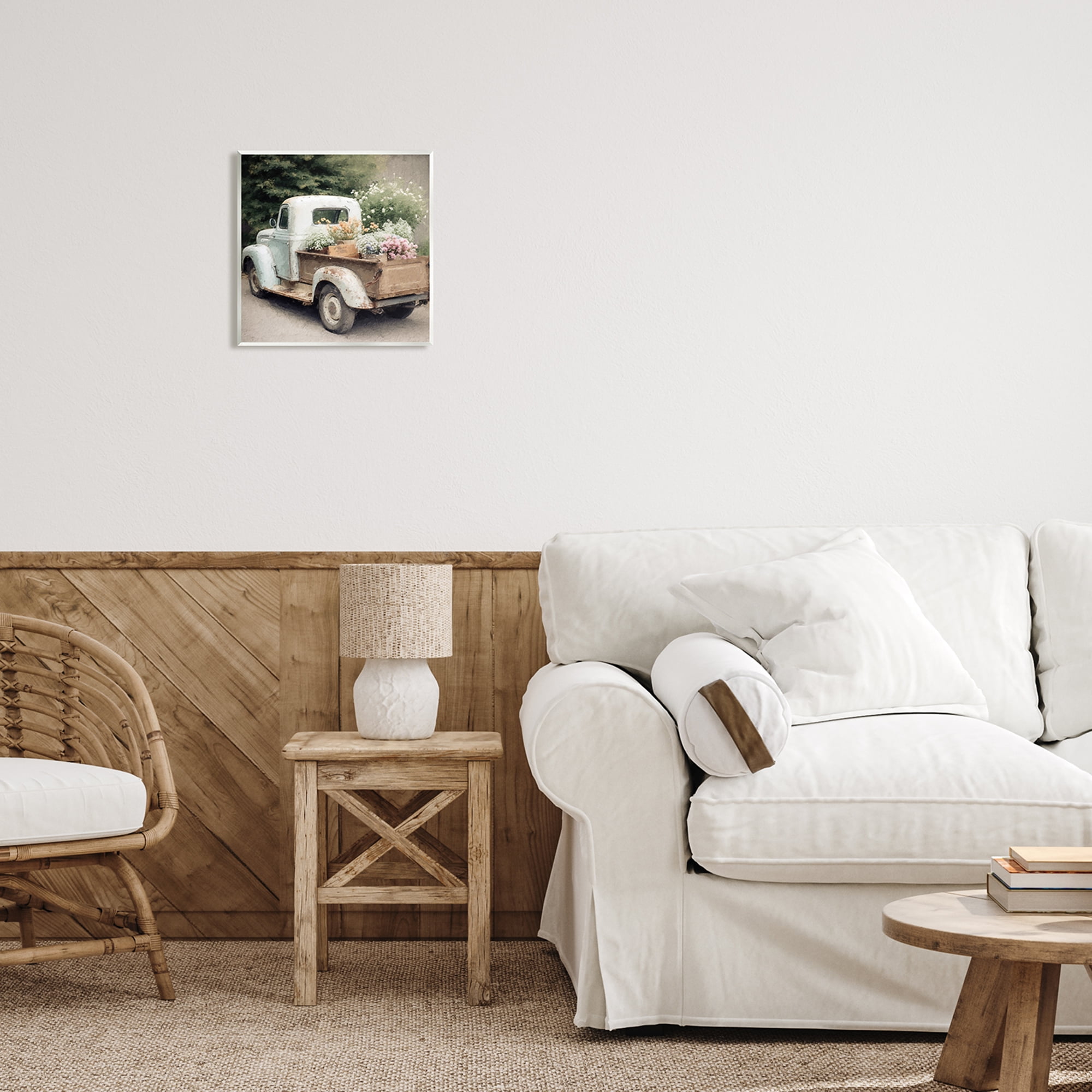 Stupell Industries Country Florals in Truck Transportation Painting Unframed Art Print Wall Art, 12 x 12