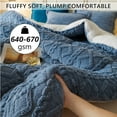 thumbnail image 5 of WOOW DEPOT Sherpa Reversible Queen Comforter, 1 PCS Heavy 7.5lbs Warm Cozy, Taffeta Quilted & Sheared Craft 3D Jacquard Blanket Machine Washable, Blue, 5 of 9