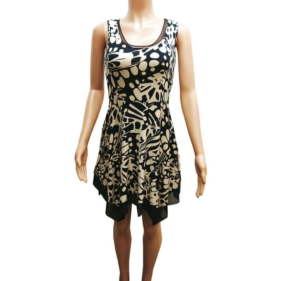 Cable & Gauge Black Mesh Trim Floral Print Tunic Dress, Women's Small