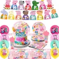 thumbnail image 3 of Lindo plato de cubiertos para fiesta de cumpleaños de la familia Peppa Pig, pancarta desechable, adorno de Peppa, bandera colgante, globos, decoración de pastelería, 3 of 5