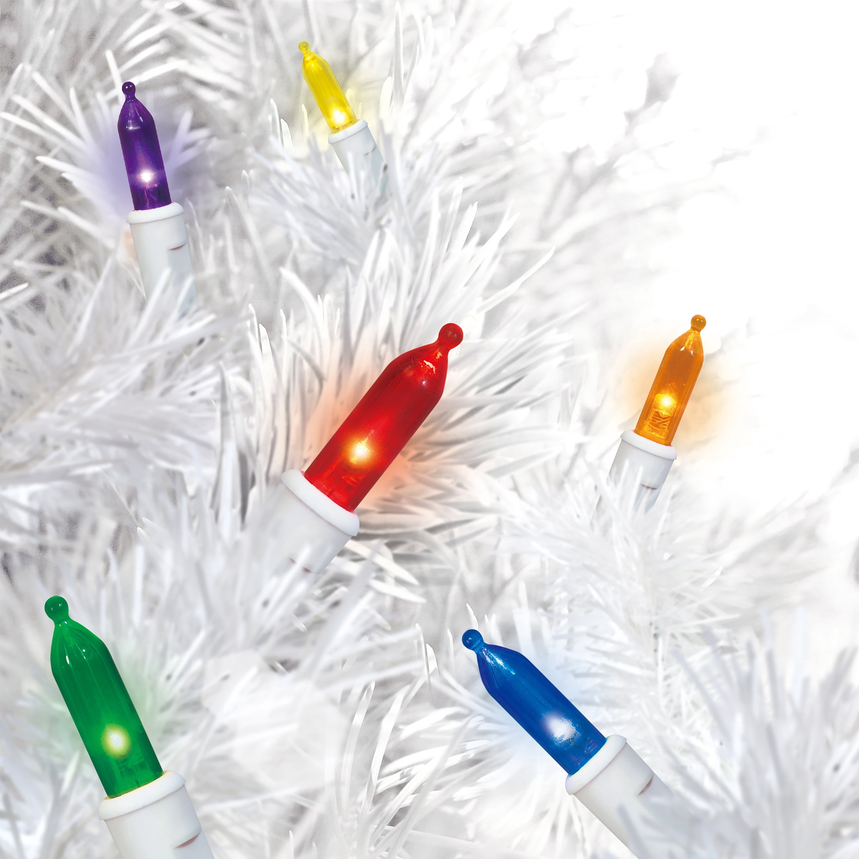 Indoor/Outdoor 50-Count LED Mini Christmas String Lights, Multicolor, White Wire, 9.5', by Holiday Time