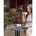 thumbnail image 4 of nqOlkjepod Blue Brown Botanical Round Tablecloth, Fitted Table Cover with Elastic for 36"-44" Round Tables, Summer Vintage Flowers Table Cloth Outdoor Indoor Dinning Party Waterproof Tablecloths, 4 of 6