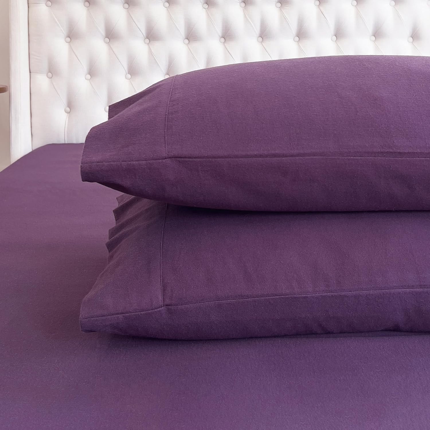 Elegant Comfort Soft 4-Piece Cotton Flannel Sheet Set -Deep Pocket Fitted Sheet, Flannel Sheets - Twin, Purple