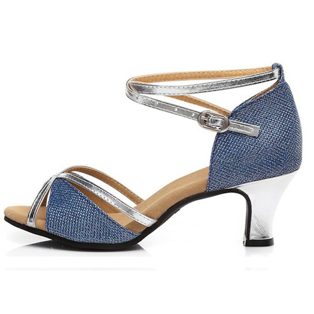 Dakaela Low Heel Ballroom Dance Shoes Women Salsa Latin Dancing Practice Pumps Glitter Dress Shoes