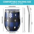 thumbnail image 5 of 12oz Stemless Wine Tumblers Blue Christmas Snowflake Pattern Vacuum Insulated Stainless Steel Travel Tumbler Cups Mug with Lid and Straw for Champaign,Cocktail,Beer with Cleaning Brush, 5 of 5