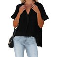thumbnail image 3 of SAYOO , camisetas de manga corta para mujer, Color sólido/estampado, verano, cuello en V, blusas casuales sueltas, blusa, ropa de calle SAYOO Moda, 3 of 8