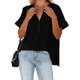 thumbnail image 3 of VISgogo, camisetas de manga corta para mujer, Color sólido/estampado, verano, cuello en V, blusas casuales sueltas, blusa, ropa de calle VISgogo moda, 3 of 8