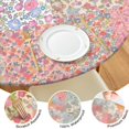 thumbnail image 4 of Pioneer Flower Floral Print Pattern Round Fitted Tablecloth with Elastic Edge,Dining Table Cover Waterproof,Outdoor Round Tablecloth for Camping,Dining,Indoor and Outdoor, 4 of 7