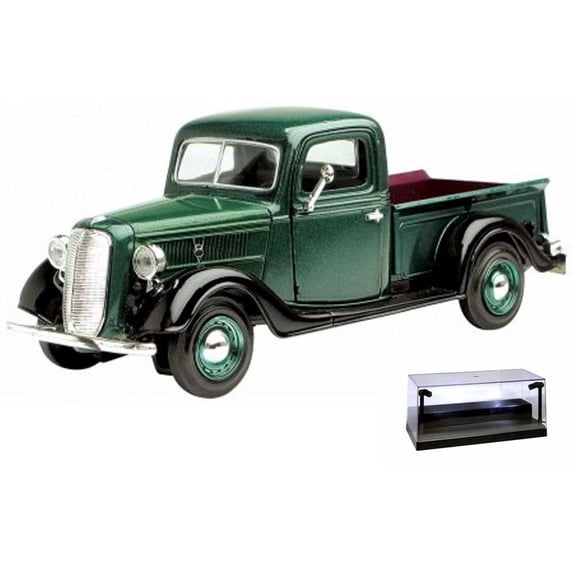 Diecast Car & Display Case Package - 1937 Ford Pick-up Truck, Green - Showcasts 73233 - 1/24 Scale Diecast Model Toy Car w/Display Case