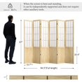 thumbnail image 5 of Room Divider, Tall Japanese Shoji Style Folding Wood Screen with Double Hinges for Home Office, Bedroom, Hotel Decoration, 5 of 7