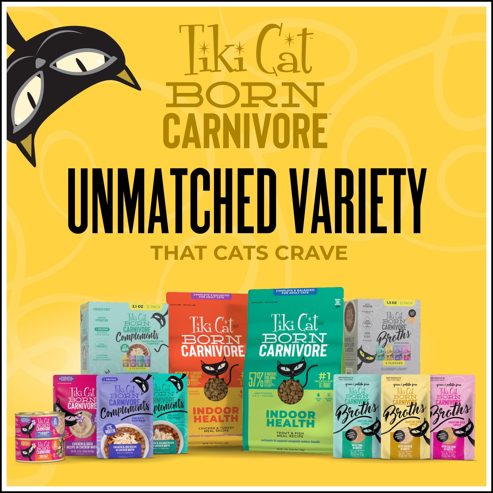 Tiki Cat Born Carnivore Complements Wet Cat Food Topper, Chicken, 2.1 oz. Pouch
