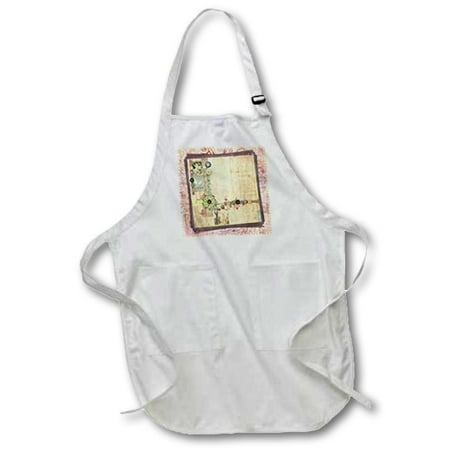 

3dRose Vintage Scrapbook - Full Length Apron 24 by 30-inch White With Pockets