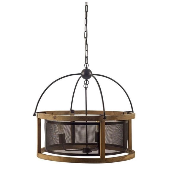 Mercana Penhill 25x24 Black & Metal Three Bulb Chandelier