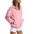thumbnail image 4 of Women Zip Up Sweatshirt Oversized Fleece Casual Loose Long Sleeve Jackets with Pocket Plus Size Fall Winter Warm Comfy Soft Lightweight Outerwear, 4 of 8