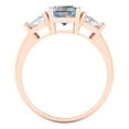 thumbnail image 4 of 2.82 ct Emerald Cut Blue Moissanite 3 Stone 14K Rose Gold Womens Engagement Ring, 4 of 5