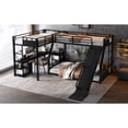 thumbnail image 4 of L-Shaped Metal Bunk Bed (Top bed: twin, bottom bed: full ) with Twin Loft Bed, Desk, and Storage Shelves Metal Triple Bunk Bed with Slide, Space-Saving and Quiet Design, Black, 4 of 18