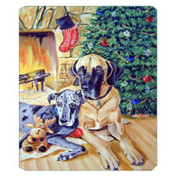 Carolines Treasures Harlequin and Blue Great Danes Under the Christmas Tree Mouse Pad - 8 x 9.5 in.