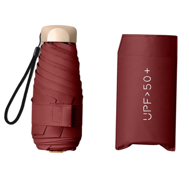 mini sombrilla con función de bolsillo plegable pequeño 2 en 1 fácil de Rojo jinwen Cubierta de lluvia compacta