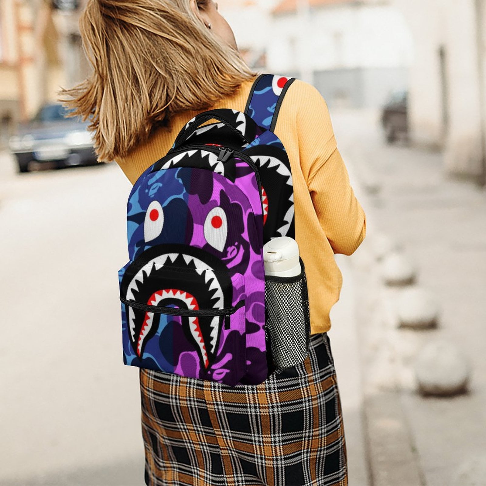 Kids Bape Shark Camo Backpacks School Bag Bookbag Casual Daypack Backpacks for Travel Hiking Walmart
