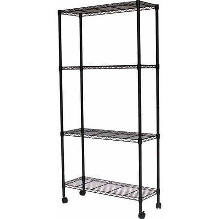 Sandsuky 4-Shelf Wire 36"W x 14"D x 54"H Shelving Unit, Black, MWS361454