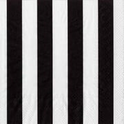 Ideal Home Range 20 Count Boston International 3-Ply Paper Cocktail Napkins, Black Big Stripes