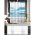 thumbnail image 6 of No Hook Shower Curtain with Snap in Liner,Blue Ocean Summer Beach Waterproof Bath Curtain Double Layers with See Through Top Window,Seascape Seaside Vacation Hotel Shower Curtains 72x72in, 6 of 9