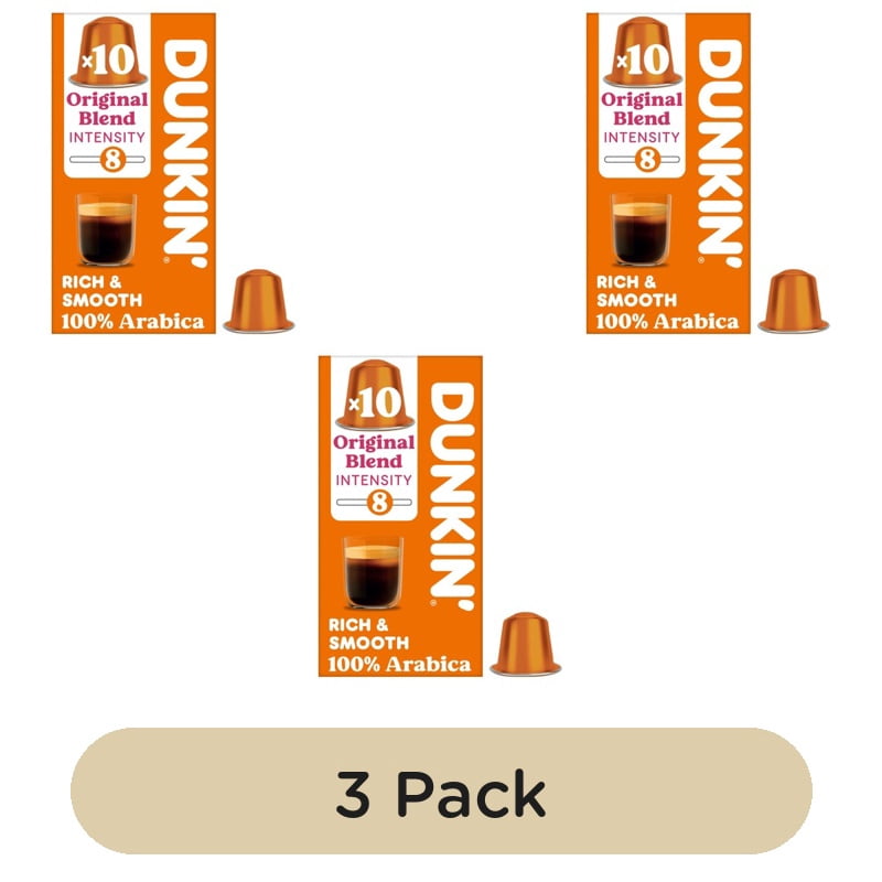 Dunkin Original Blend Nespresso Compatible Coffee Pods, 10 pods per pack, British Import (Pack of 3)