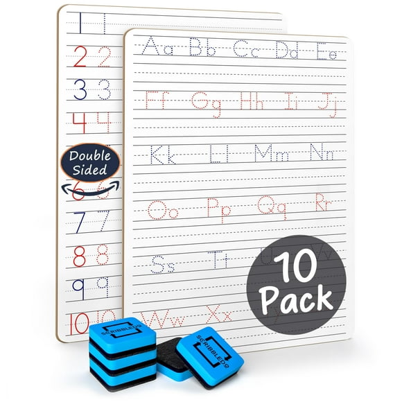 Dry Erase Handwriting Practice White Boards (10 Boards & Erasers)