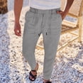 thumbnail image 2 of HBFAGFB Men's Casual Pants Drawstring Straight Leg Pants with Pockets Versatile Daily Wear Grey Size XXXL, 2 of 5