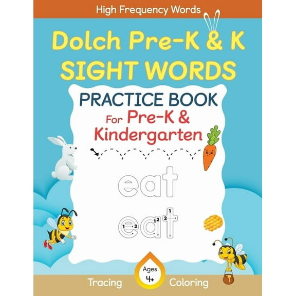 Dolch Pre-Kindergarten & Kindergarten Sight Words Practice Book for Kids, Dolch Pre-K and K Sight Words Flash Cards,, (Paperback)