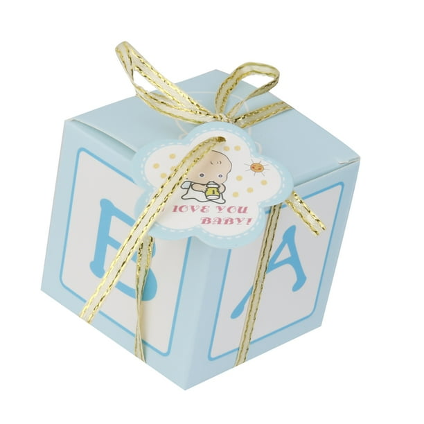 Cajas de Regalo de Papel Sunnimix para Niña Niño Baby Shower Favor Cumpleaños Azul 12 Piezas