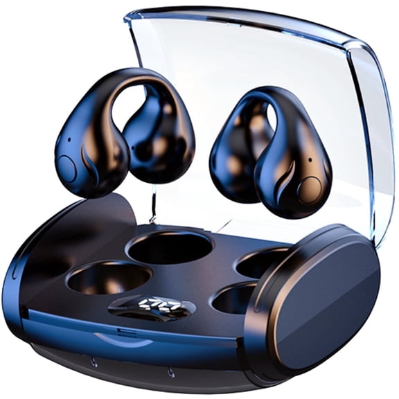 Raistyw Wireless Earbuds, Bluetooth 5.3 Headphones, 72H Playback Sport Ear Buds with Earhook Digital Display Charging Case, IPX5 Waterproof, Black