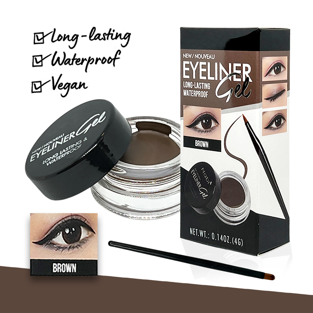 EBO GEL EYELINER LONG LASTING WATERPROOF WITH BRUSH BROWN