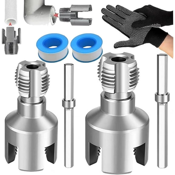 Integrated Internal & External Pipe Threading Tool, Pipe Thread Cutting Tool, Electric Drill Compatible Pipe Threader Kit, Pipes Thread Maker Tooll for Cutting & Pipe (1/2"   3/4")