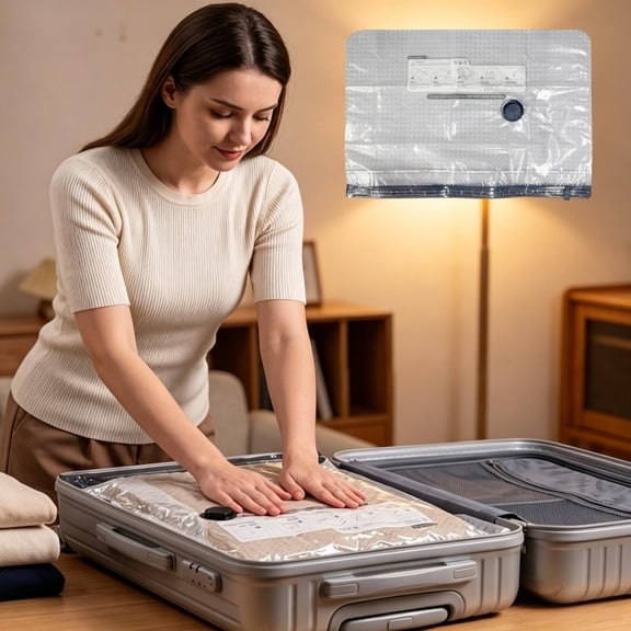 Vacuum Storage Bags with Air Sealed, Transparent Space Saving Vacuum Seal Bags for Clothing Travel Luggage Blankets Comforters, Airtight Air Packing Pouches for Closets