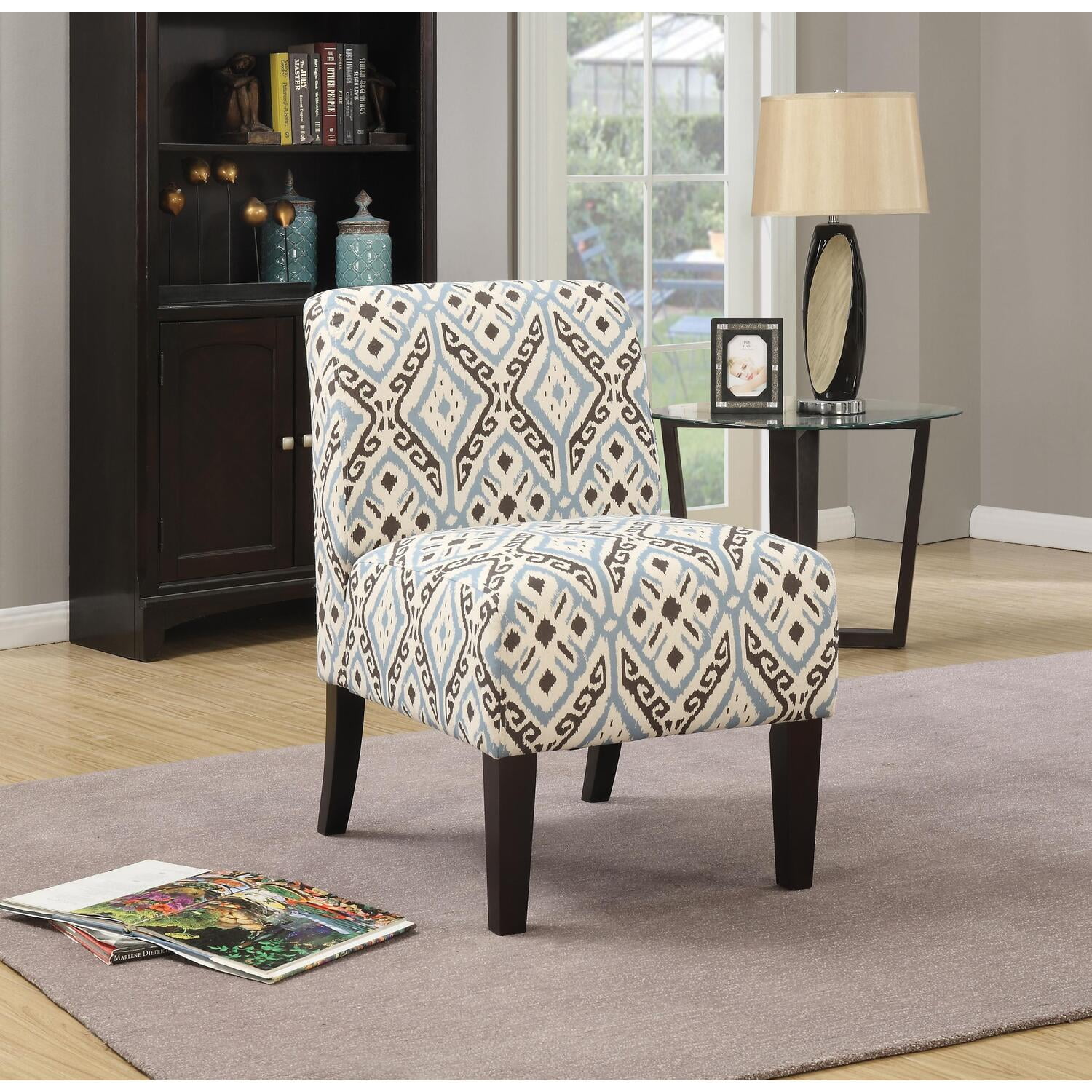 Acme 59437 34 x 31 x 23 in. Ollano Accent Chair, Pattern Fabric - Blue