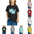 thumbnail image 1 of T-Shirts à Manches Courtes pour Enfants Garçons Filles 3-10 Ans Dinosaure Col Rond Coton Imprimé Mode Mignon Rose, 1 of 5
