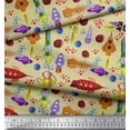 thumbnail image 2 of Soimoi Modal Satin Fabric Rocket,Planet & Astronaut Cartoon Print Sewing Fabric Yard 42 Inch Wide, 2 of 3