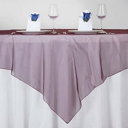 

TABLECLOTHSFACTORY Burgundy Organza Table Overlay 72X72 (Table Toppers)-Pack Of 5