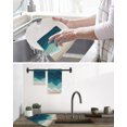 thumbnail image 5 of Blue Waves Kitchen Dish Towels for Drying Dishes Set of 2, Rustic Abstract Beach Ombre Stripes Art Waffle Weave Microfiber Hand Tea Bathroom Towels Quick Dry & Absorbent Towel 15.7x23.6, 5 of 7